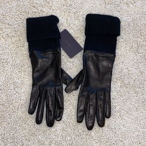 Leather Prada gloves with knit